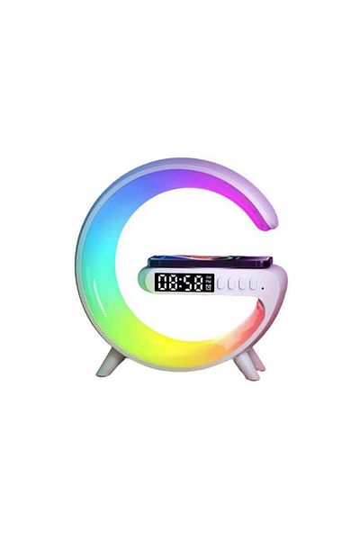 SIKS 3 In 1 Wireless Charging Station With Rgb Lamp, Bluetooth Speaker, 5w Speaker, White