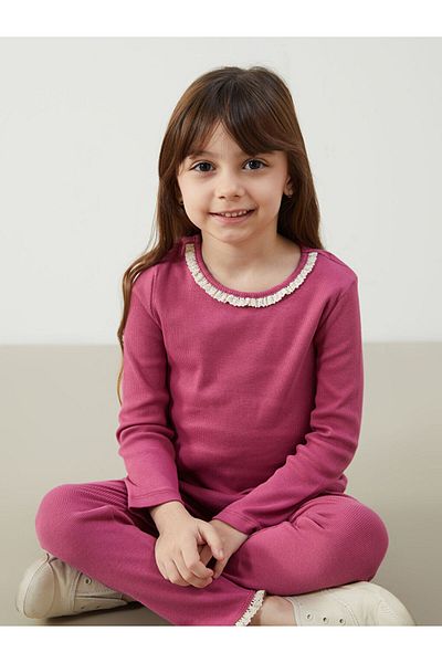 LC Waikiki Lcw Crew Neck Basic Girls Blouse and Leggings 2-Pack