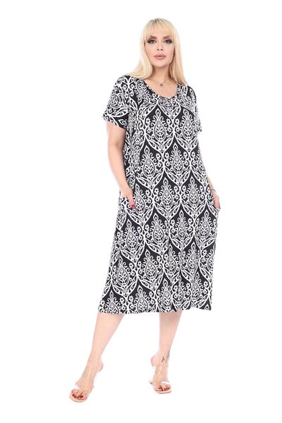 MELSAY Women's Plus Size White Lace Pattern Standard Fit Viscose Dress 44-52 Size Range