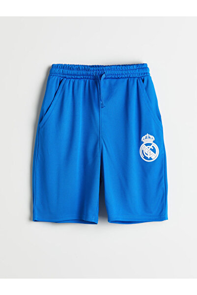 LC Waikiki Blue Elastic Waist Real Madrid Printed Boys Shorts