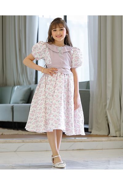 Totikids Girls' sporty dress with belt and chest accessory - 900