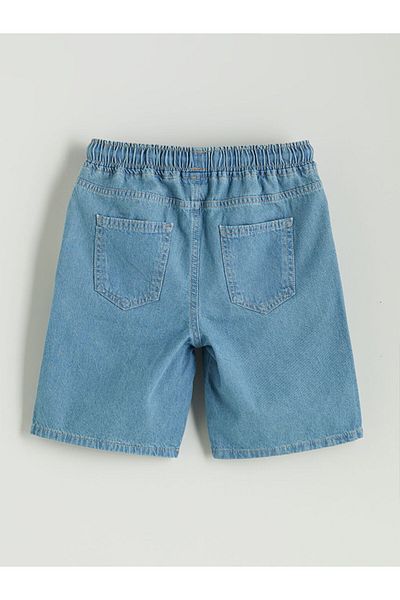 LC Waikiki Pantaloni scurți de jeans pentru băiat cu talie elastică Indigo
