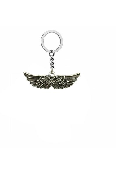 Herşey Nota Unisex Metal Keychain with Angel Wing Figure – Symbol of Protection, Freedom and Spiritual Energy