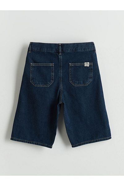 LC Waikiki Black Boys' Jeans Shorts with Adjustable Elastic Waist