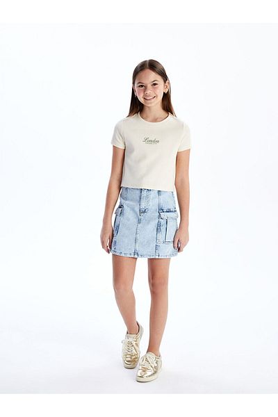 LC Waikiki Girl's Cargo Jean Skirt