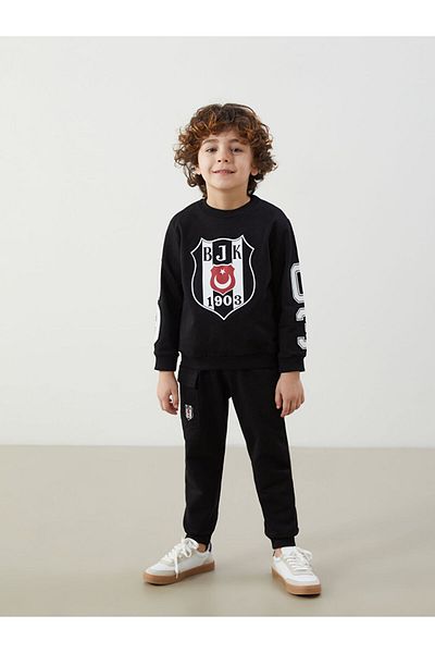LC Waikiki Crew Neck Printed Boys Sweatshirt and Sweatpants Bottom Set of 2