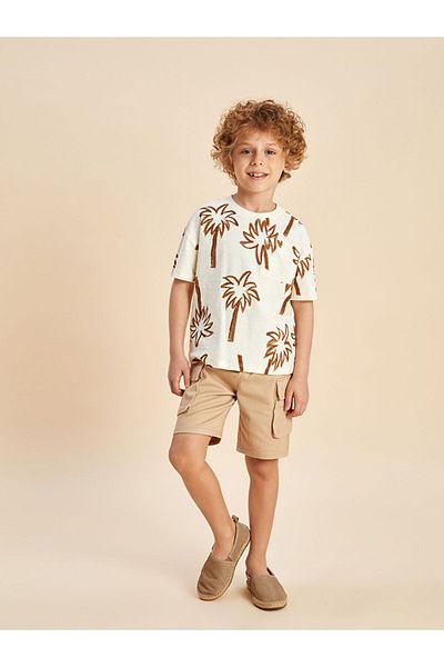 LC Waikiki Beige Elastic Waist Gabardine Boy's Shorts