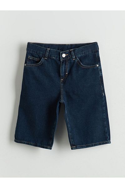 LC Waikiki Black Boys' Jeans Shorts with Adjustable Elastic Waist
