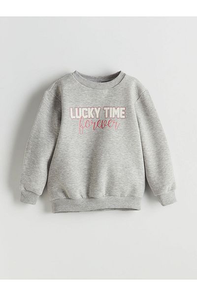 LC Waikiki Lcw Crew Neck Letter Printed Girls' Sweatshirt
