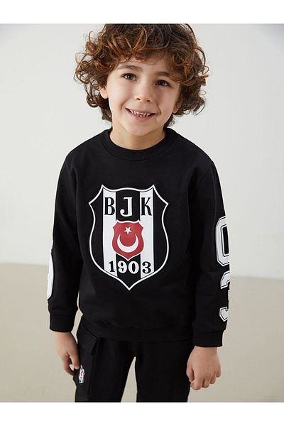 LC Waikiki Crew Neck Printed Boys Sweatshirt and Sweatpants Bottom Set of 2