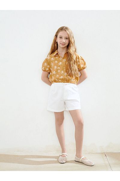 LC Waikiki Buxe White Girl's Shorts with Elastic Waist