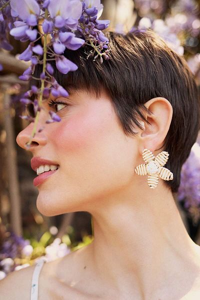 DeFacto Women's Straw Detailed Flower Earrings F0830Axns