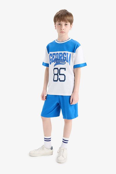 DeFacto Boys' 2-Piece Set Printed Short Sleeve T-Shirt Shorts E3399A825Hs