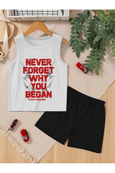 YUNAYT Children's Sleeveless T-Shirt and Shorts Set with Pockets