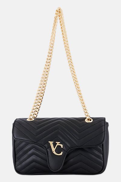 Vince Camuto Women Brand Logo Shoulder Bag, Black