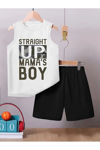 YUNAYT Children's Sleeveless T-Shirt and Shorts Set with Pockets