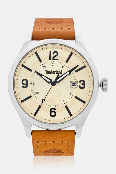 Timberland Men T TBL14645JS-07 Leather Analog Watch 48mm, Brown