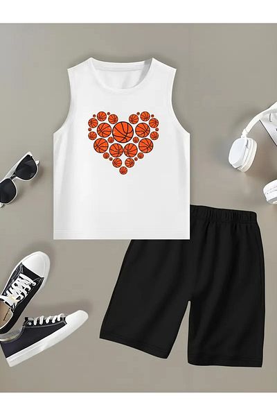 YUNAYT Children's Sleeveless T-Shirt and Shorts Set with Pockets