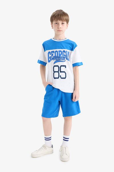 DeFacto Boys' 2-Piece Set Printed Short Sleeve T-Shirt Shorts E3399A825Hs