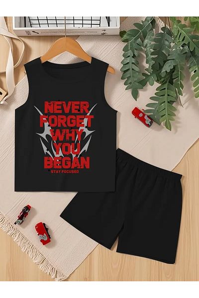 YUNAYT Children's Sleeveless T-Shirt and Shorts Set with Pockets