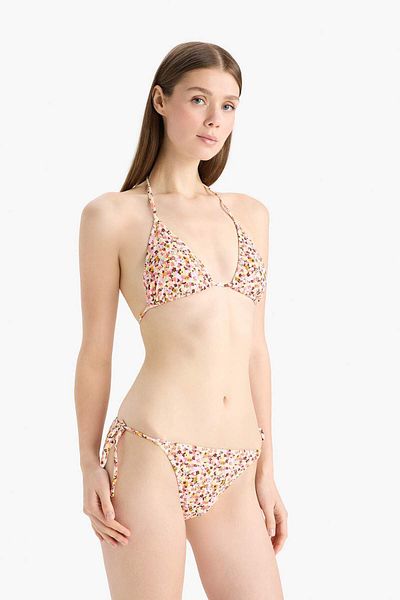 DeFacto Regular Fit Floral Wrap Lace-Up Bikini Bottom-Fall in Love E2577Ax25Sm