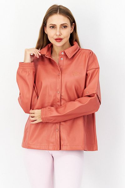 adidas Women Sportswear Fit Faux Leather Track Top, Pink