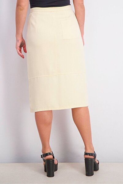 Reserved Women Slit Hem Midi Skirt, Cream