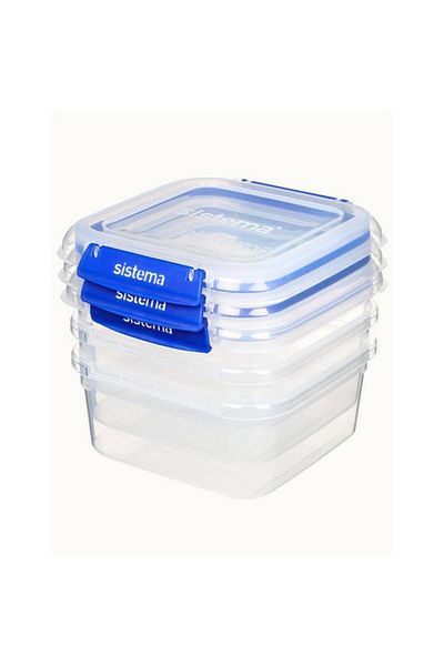 Generic مجموعة أوعية تخزين الطعام كليب إت بلس المقاومة للتسرب من سيستيما، 3 قطع، شفافة وزرقاء، سعة 1.15 لتر، 881630