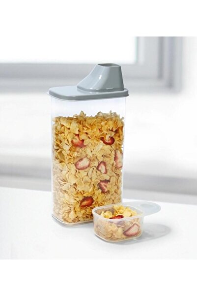 Generic حاوية تخزين طعام محكمة الإغلاق من فيلي مع غطاء، لون شفاف ورمادي، سعة 2.2 لتر