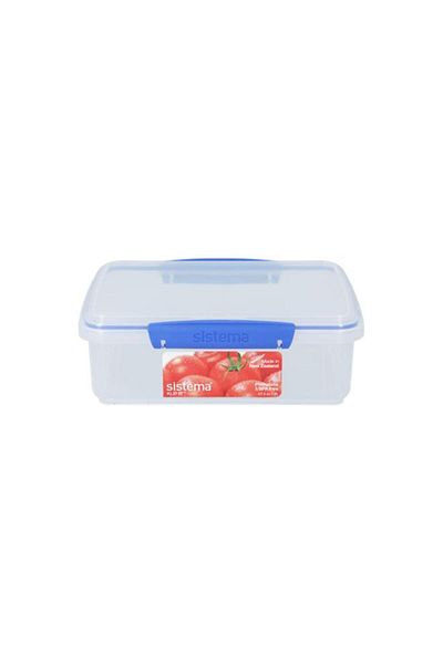 Generic سيستيما كليب إت، علبة طعام مستطيلة محكمة الغلق، شفافة وزرقاء، سعة 2 لتر (متعددة الألوان)
