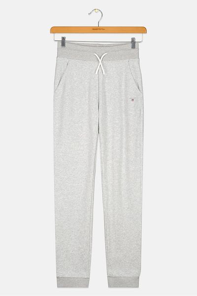 Gant Kids Boy Drawstring Embroidered Logo Jogger Pants, Grey