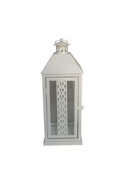 Generic فانوس شموع معدني معلق مزخرف من سيليا، أبيض، HD-2301