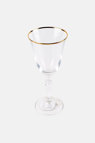 Muy Mucho Gold Rim Wine Glass 270ml, Transparent