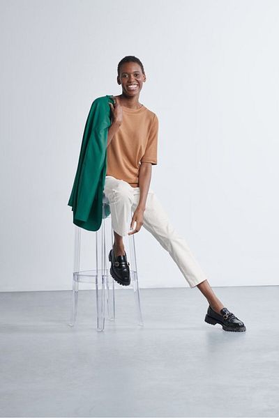 Tchibo Women Crew Neck Sort Sleeve Plain T-shirt, Light Rust