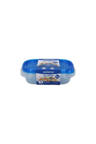 Generic مجموعة علب طعام مستطيلة من سيستيما، 3 قطع، أزرق، 950 مل (متعدد الألوان)