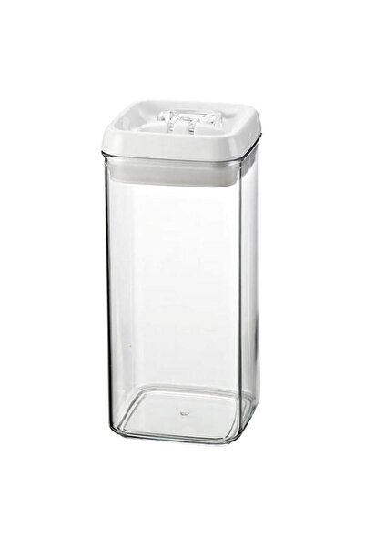 Generic وعاء تخزين طعام مستطيل الشكل من فيلي فليب تايت، شفاف وأبيض، سعة 1.2 لتر