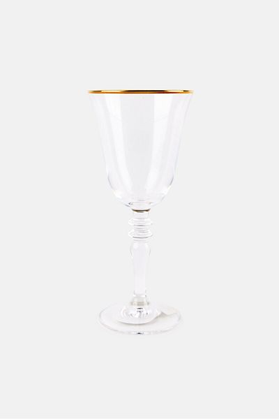 Muy Mucho Gold Rim Wine Glass 270ml, Transparent