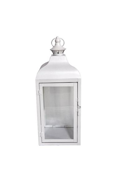 Generic فانوس شموع معدني معلق مزخرف من سيليا، أبيض، HD-2304