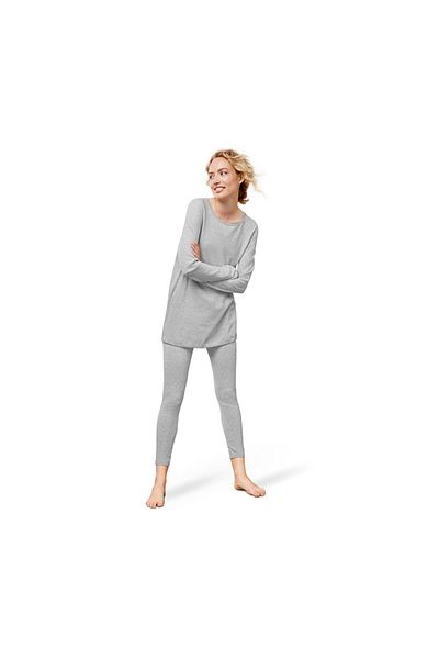 Tchibo Women 2 Pcs Top and Bottom Reversible Pajamas Set, Grey