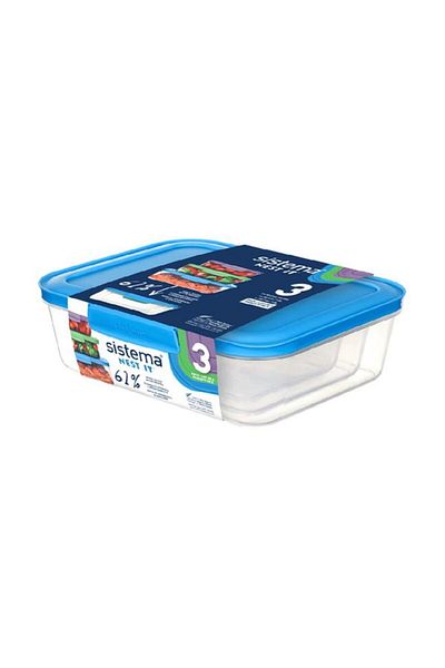 Generic مجموعة حاويات تخزين الطعام Nest It من سيستيما، 3 قطع، آمنة للاستخدام في الفريزر، خالية من مادة BPA، متعددة الألوان 59153