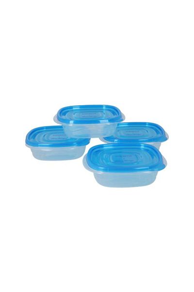 Generic مجموعة أوعية طعام مربعة سهلة التكديس من سيستيما، 4 قطع، شفافة وزرقاء، سعة 669 مل، 54105