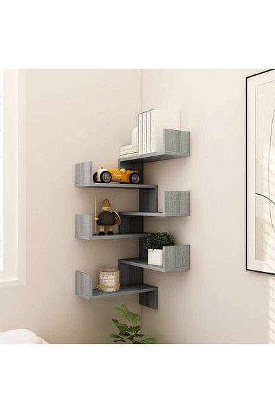 vidaxl Wall Corner Shelves 2 pcs Grey Sonoma 40x40x50 cm Engineered Wood