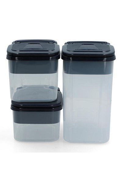 Generic مجموعة من 3 قطع من حاويات الطعام البلاستيكية المتينة الخالية من مادة BPA من فيلي، شفافة وسوداء