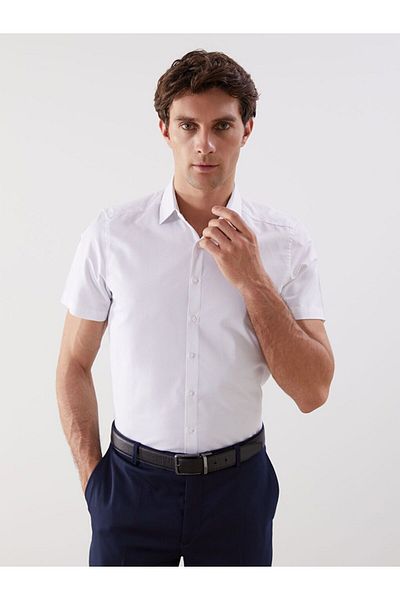 LC Waikiki Lcwaikiki Formal Slim Fit Short Sleeve Gabardine Men's Shirt