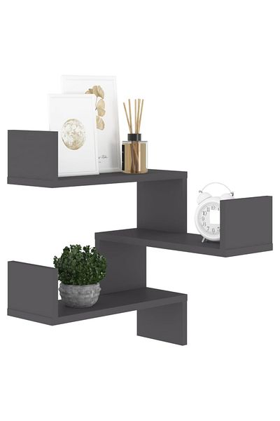 vidaxl Wall Corner Shelf Grey 40x40x50 cm Engineered Wood