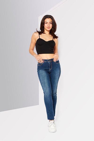 Scuderia Ferrari Women Super Skinny Fit Brand Logo Stretchable Denim Jeans, Blue