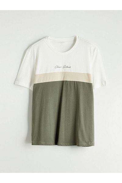 LC Waikiki Ανδρικό μπλουζάκι LCWAIKIKI Classic Crew Neck Color Block χτενισμένο βαμβακερό