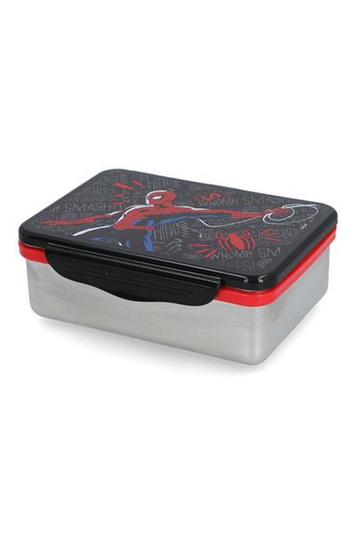 Generic STOR Stainless Steel Rectangular Spiderman Themed Lunch Box Multicolor 193ml