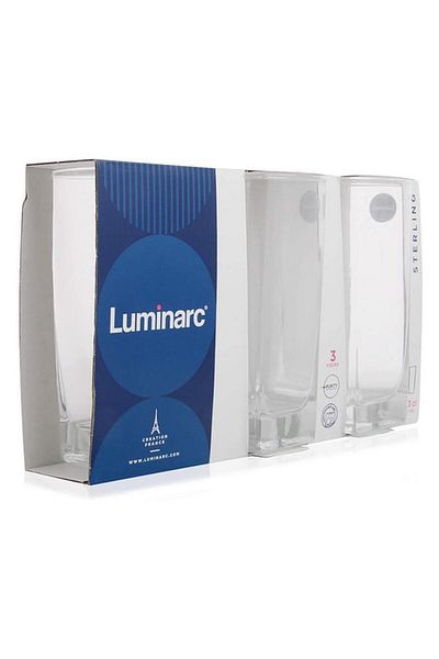 Generic أكواب لومينارك الزجاجية الفاخرة من 3 قطع، شفافة، سعة 330 مل، P1562(D9686)