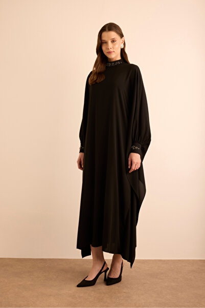 Aker İşleme Detaylı Dokuma Elbise